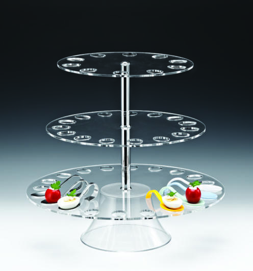 ZCP 496 — AkRİLİK SERVİS STANDI - 45 GÖZLÜ Ø 49, 39, 33 x H: 63 cm