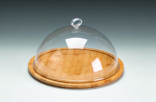 ZCP 858 — AKRİLİK KAPAKLI FANUS / BAMBU ALTLI Ø 33 x H: 16 cm