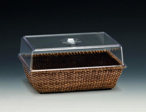 ZCP 799 — RATTEN SEPETLİ POLYCARBONAT KAPAKLI FANUS 34,5 x 24 x H: 17 cm