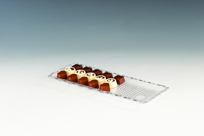 ZCP 223 / 1 — POLYCARBONAT ÇİKOLATA TEŞHİR TEPSİ 10 x 30 cm