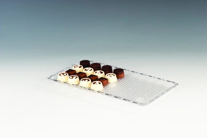 ZCP 224 / 1 — POLYCARBONAT ÇİKOLATA TEŞHİR TEPSİ 15 x 30 cm