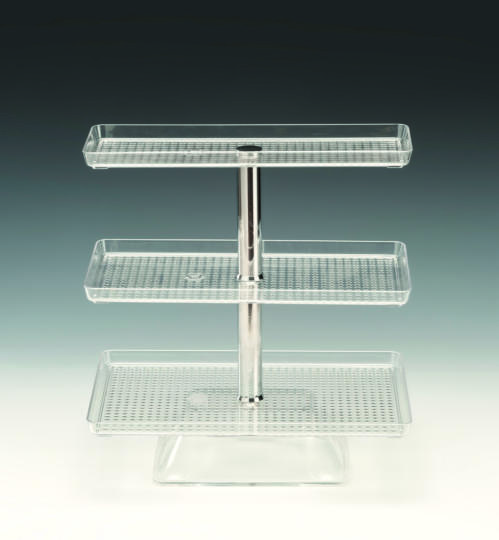 ZCP 548 — POLYCARBONAT TEPSİLİ TEŞHİR STANDI 20 x 30 x H: 47,5 cm