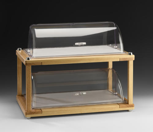 ZCP 888 — AHŞAP 2 KATLI MELAMİN TEPSİLİ KAPAKLI STAND / GN 1/1 40 x 60 x H: 50 cm