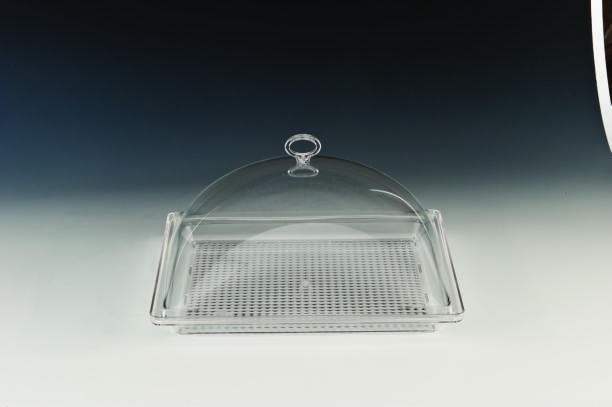 ZCP 054/KK — POLYCARBONAT TEPSİLİ MUHAFAZA KABI / KARE 35 x 35 x H: 16 cm
