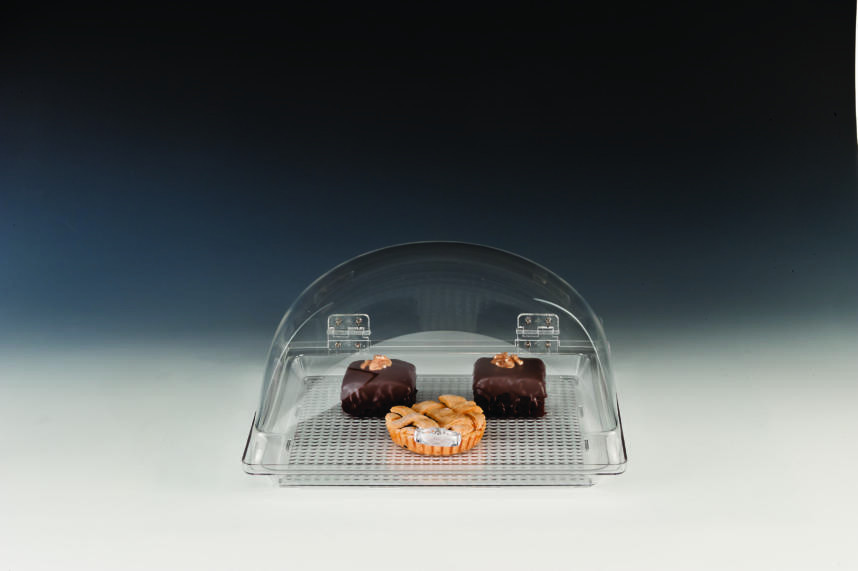 ZCP 176 — POLYCARBONAT TEPSİLİ MUHAFAZA KABI / KARE 35 x 35 cm
