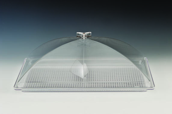 ZCP 379 — POLYCARBONAT TEPSİLİ, AKRİLİK KAPAKLI MUHAFAZA KABI / BÜYÜK 35 x 55 cm