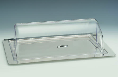 ZCP 770 — ÇELİK TEPSİLİ, POLYCARBONAT ROLLTOP KAPAKLI MUHAFAZA KABI 18/10 62 x 42 x H: 18 cm