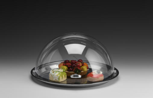 ZCP 896 — ÇELİK TEPSİLİ POLYCARBONAT ROLLTOP KAPAKLI FANUS  Ø 30,5 cm