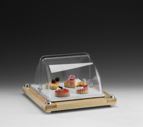 ZCP 885 — AHŞAP MELAMİN TEPSİLİ KAPAKLI STAND / GN 1/2 34 x 39 x H: 22 cm