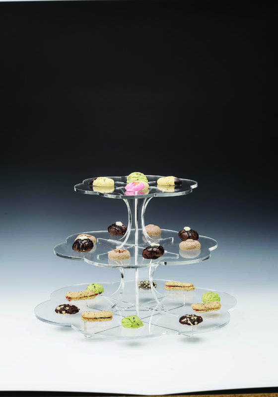 ZCP 650 — 3 KATLI PAPATYA MODEL AKRİLİK TEŞHİR STANDI Ø 49, 39, 29  x H: 34 cm