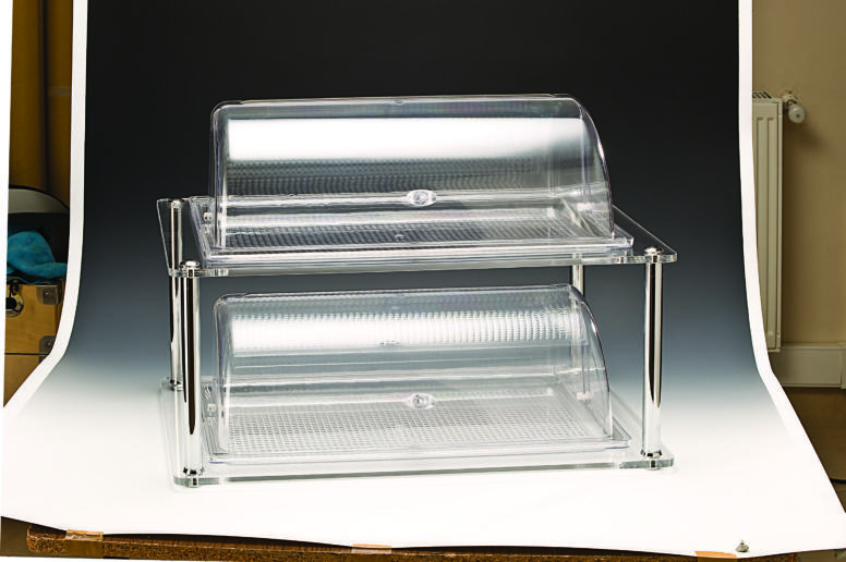 ZCP 220 — TEŞHİR STANDI / GN 1/1 (AkRİLİK STANDLI, KOMPLE PC MUHAFAZA KABLI) 44 x 64 x H: 49 cm