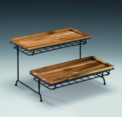CH 0029 — METAL AYAKLI AHŞAP TEŞHİR STANDI 30 x 30 H: 18 cm