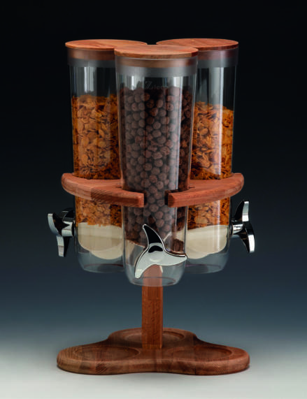 ZCP 784 — 3'LÜ DÖNER AHŞAP STANDLI CORNFLEKS ALETİ 26 x 26 x H: 43 cm