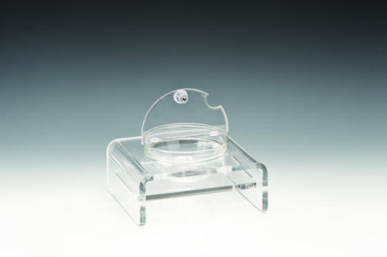 ZCP 286 — CAM KASELİ POLYCARBONAT KAPAKLI TEŞHİR STANDI 21 x 19 cm / KASE Ø 14 cm