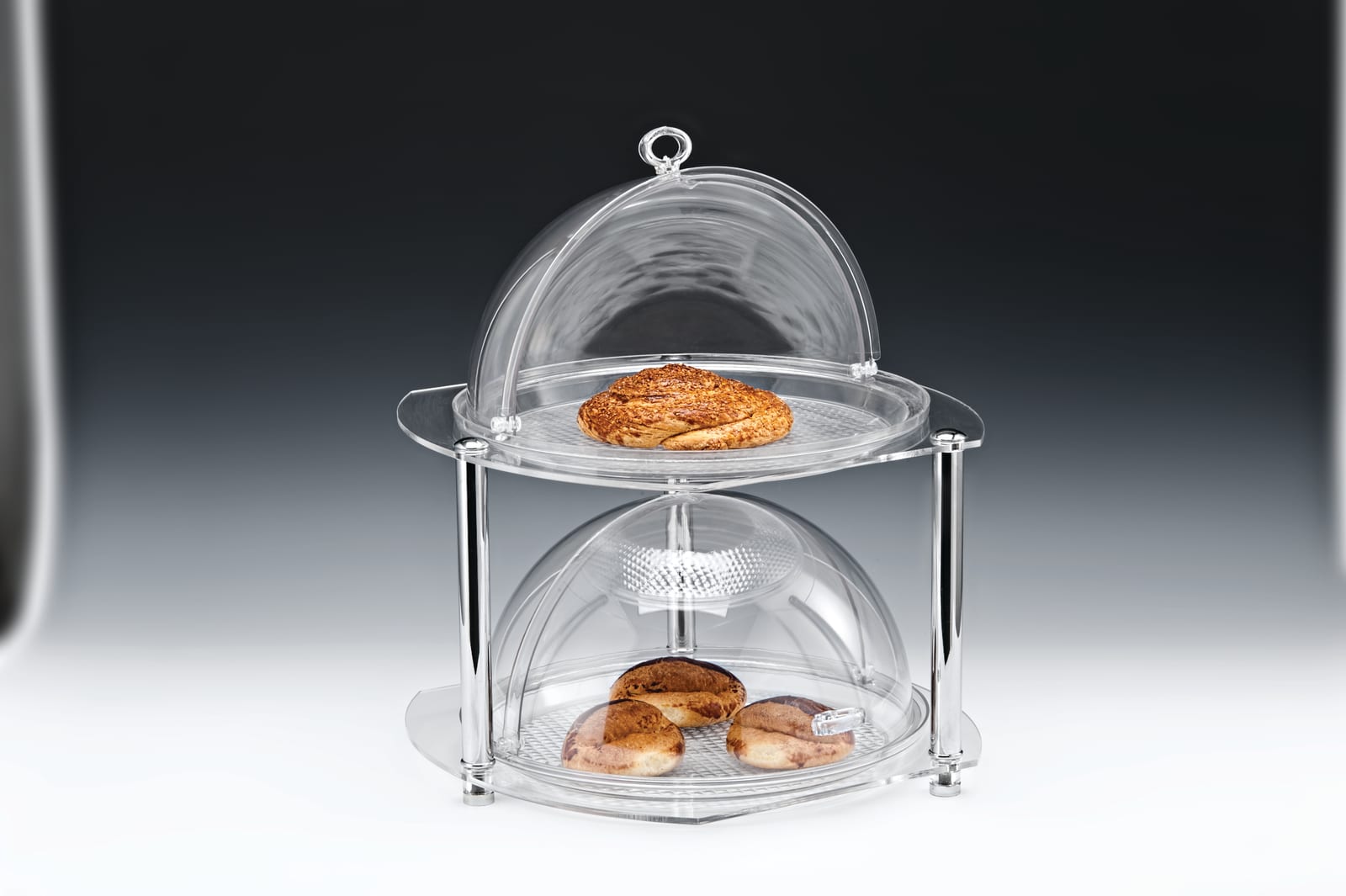 ZCP 486 — POLYCARBONAT FANUSLU TEŞHİR STANDI / KÜÇÜK 38 x 39 x H: 44 cm