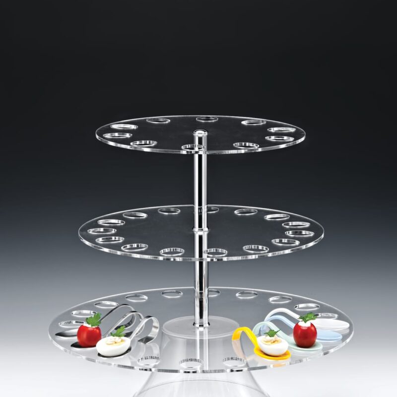ZCP 496 — AKRİLİK SERVİS STANDI - 45 GÖZLÜ Ø 49, 39, 33 x H: 63 cm
