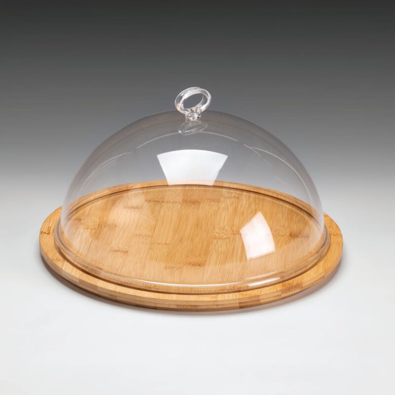ZCP 858 — AKRİLİK KAPAKLI FANUS / BAMBU ALTLI Ø 33 x H: 16 cm