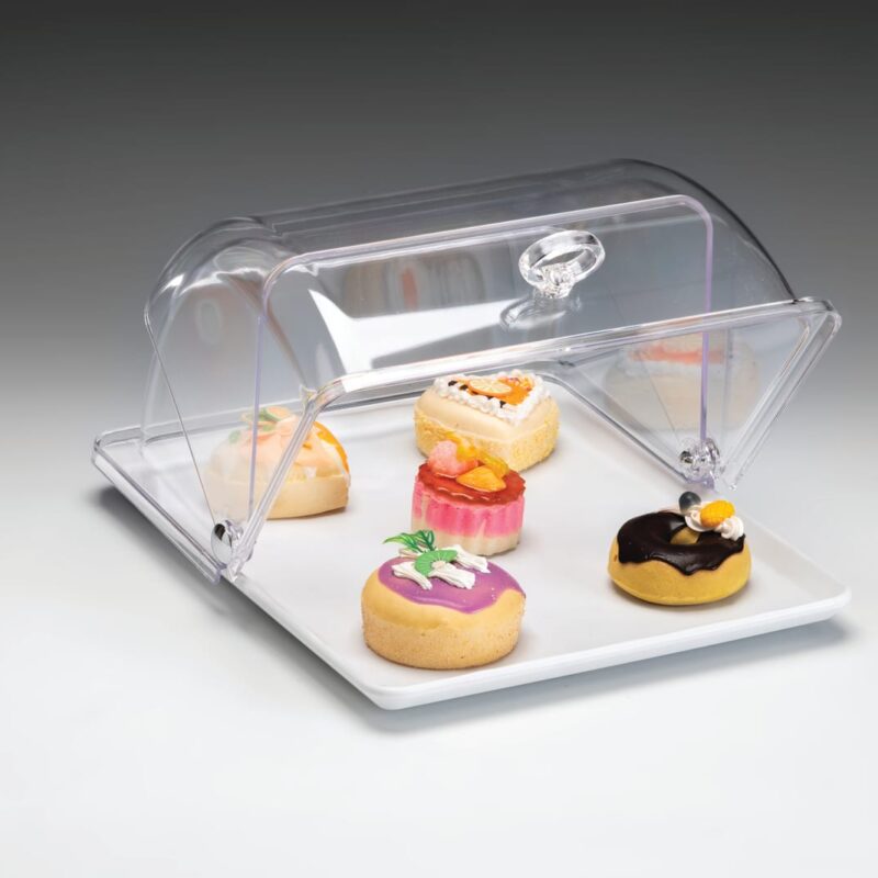 ZCP 863 — MELAMİN ALTLI, POLYCARBONAT ROLLTOP KAPAKLI MUHAFAZA KABI (GN1/2) 27 x 33 x H: 18 cm