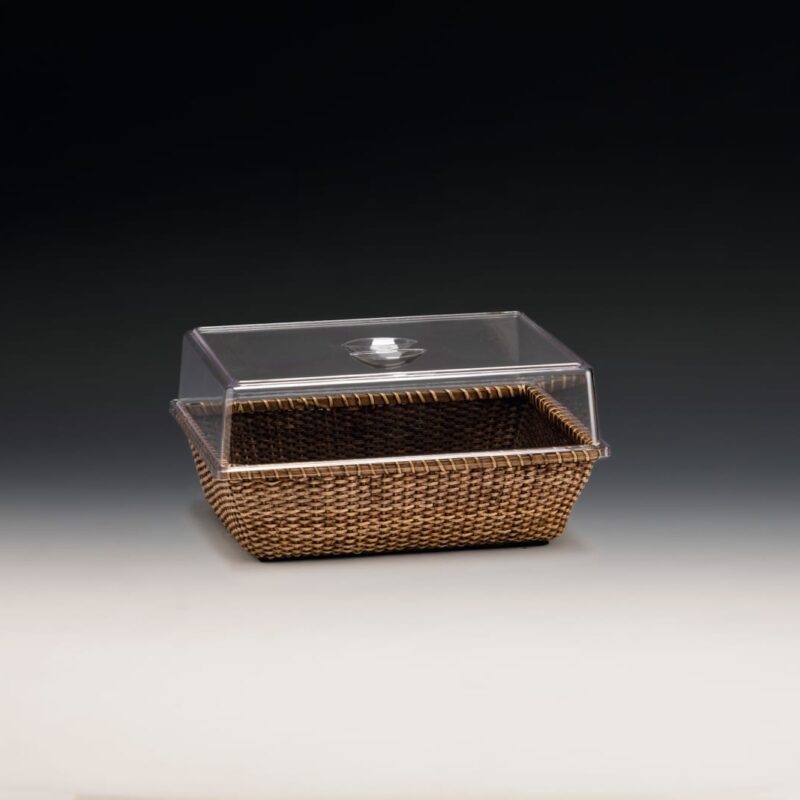 ZCP 799 — RATTEN SEPETLİ POLYCARBONAT KAPAKLI FANUS 34,5 x 24 x H:17 cm