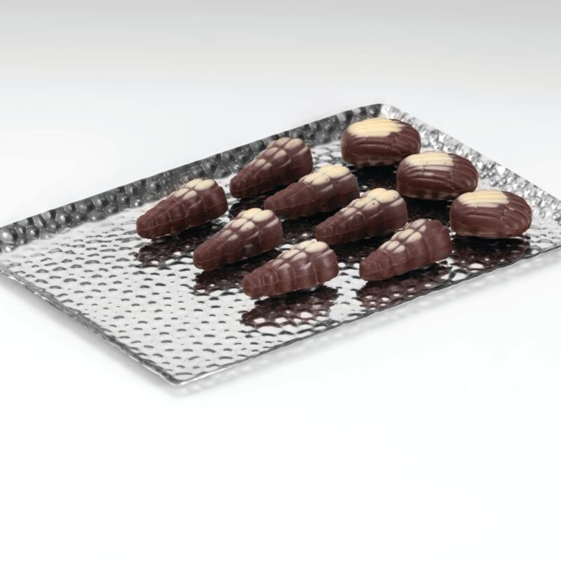 CPY-1 — ÇELİK ÇİKOLATA TEŞHİR TEPSİ 15 x 23 cm