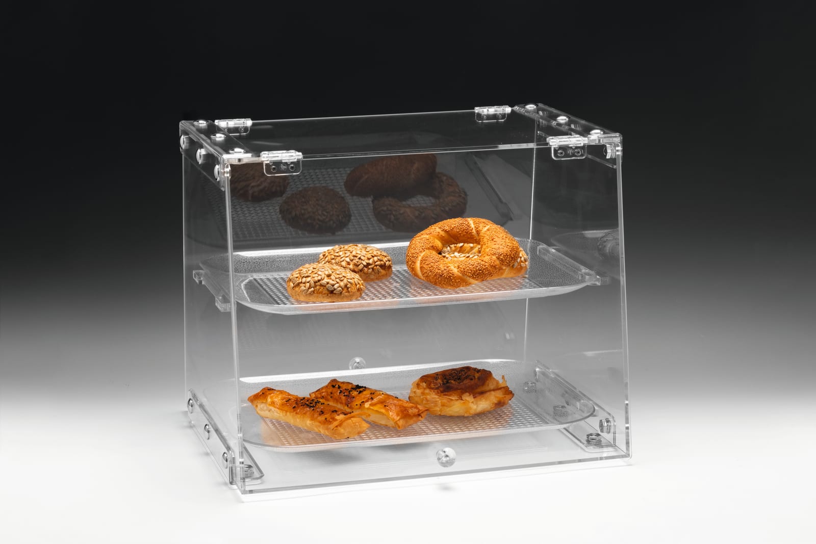 ZCP 106 / P — POLYCARBONAT TEPSİLİ TEŞHİR STANDI 40 x 36 cm