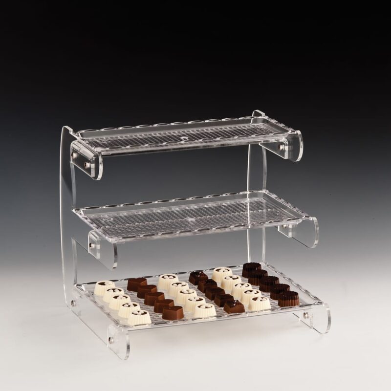 ZCP 309 — POLYCARBONAT TEPSİLİ TEŞHİR STANDI) 32 x 30 x H: 29 cm