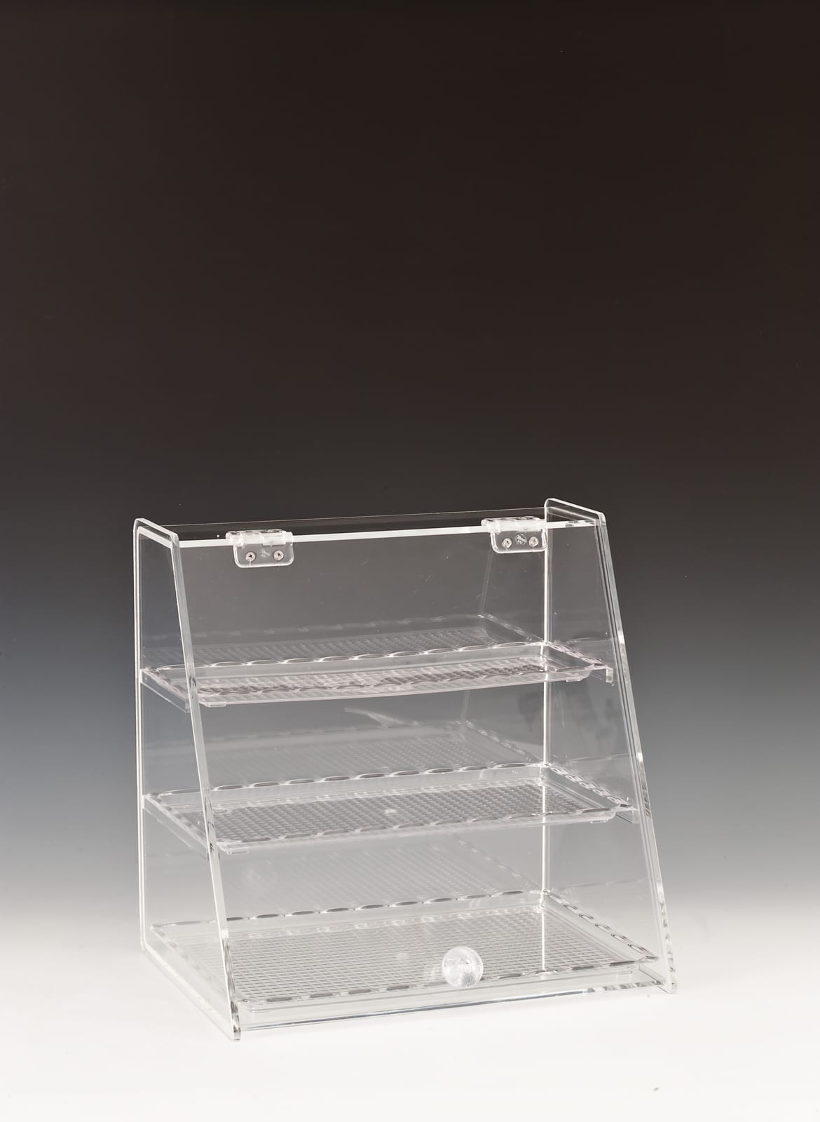 ZCP 340 — POLYCARBONAT TEPSİLİ TEŞHİR STANDI 25 x 34 x H : 34 cm
