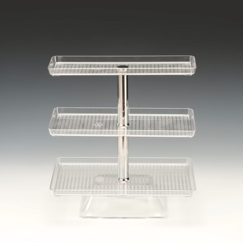 ZCP 548 — POLYCARBONAT TEPSİLİ TEŞHİR STANDI 30 x 30 x H: 47,5 cm