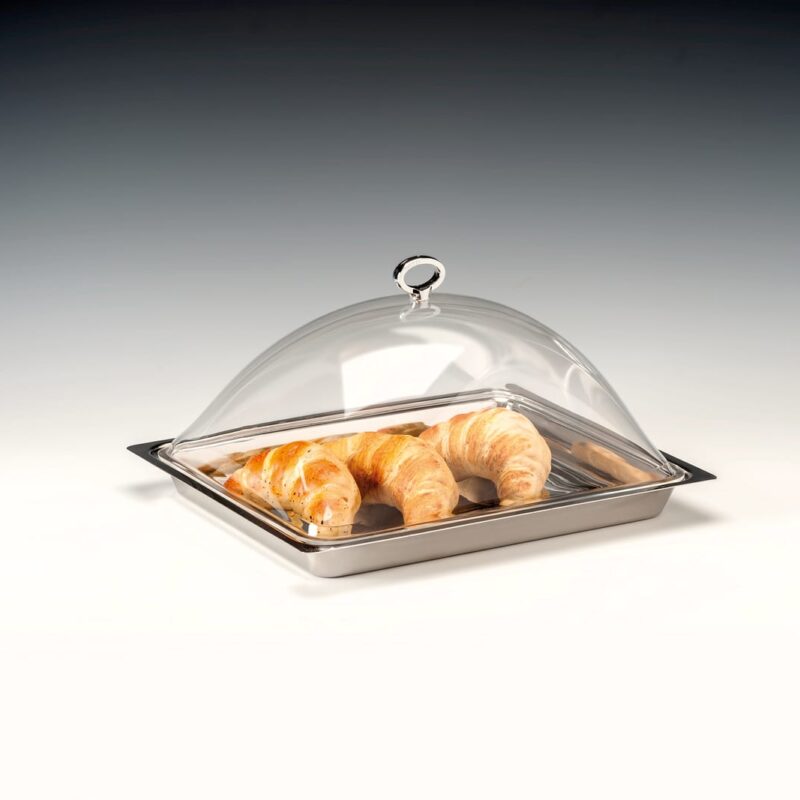 ZCP 715 — ÇELİK TEPSİLİ, AKRİLİK KAPAKLI MUHAFAZA KABI GN 1/2 18/10 30 x 36 x H: 17 cm