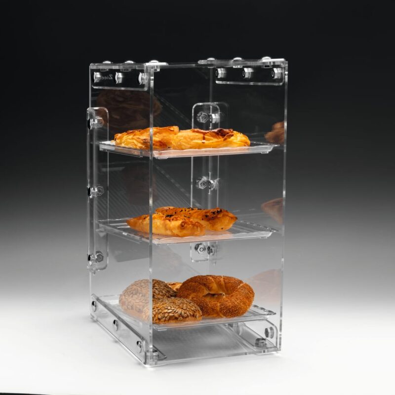 ZCP 815 — POLYCARBONAT TEPSİLİ TEŞHİR STANDI 25 x 33 x H: 51 cm