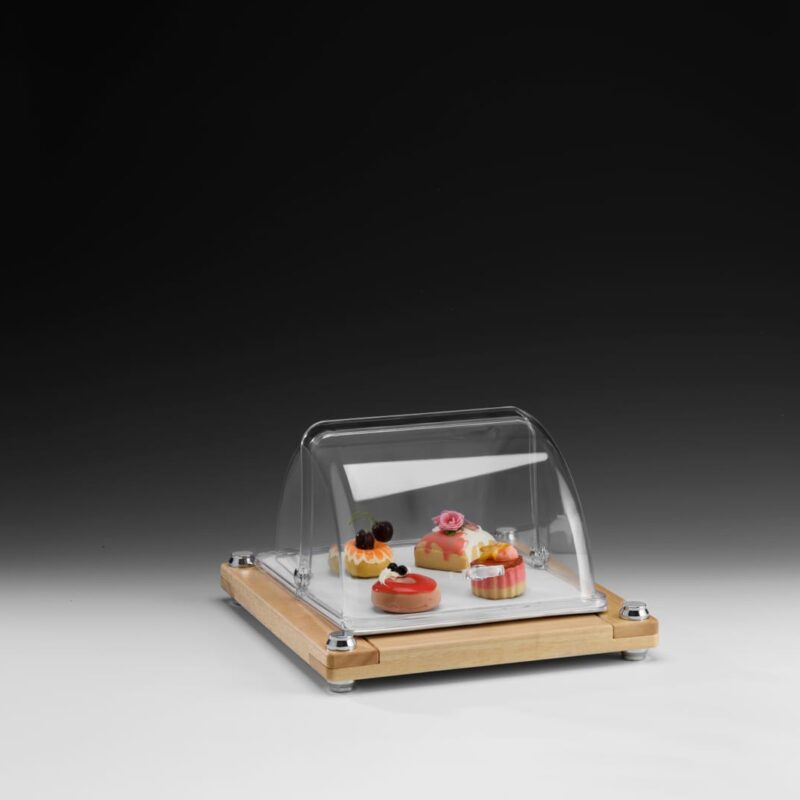 ZCP 885 — AHŞAP MELAMİN TEPSİLİ KAPAKLI STAND / GN 1/2 34 x 39 x H: 22 cm