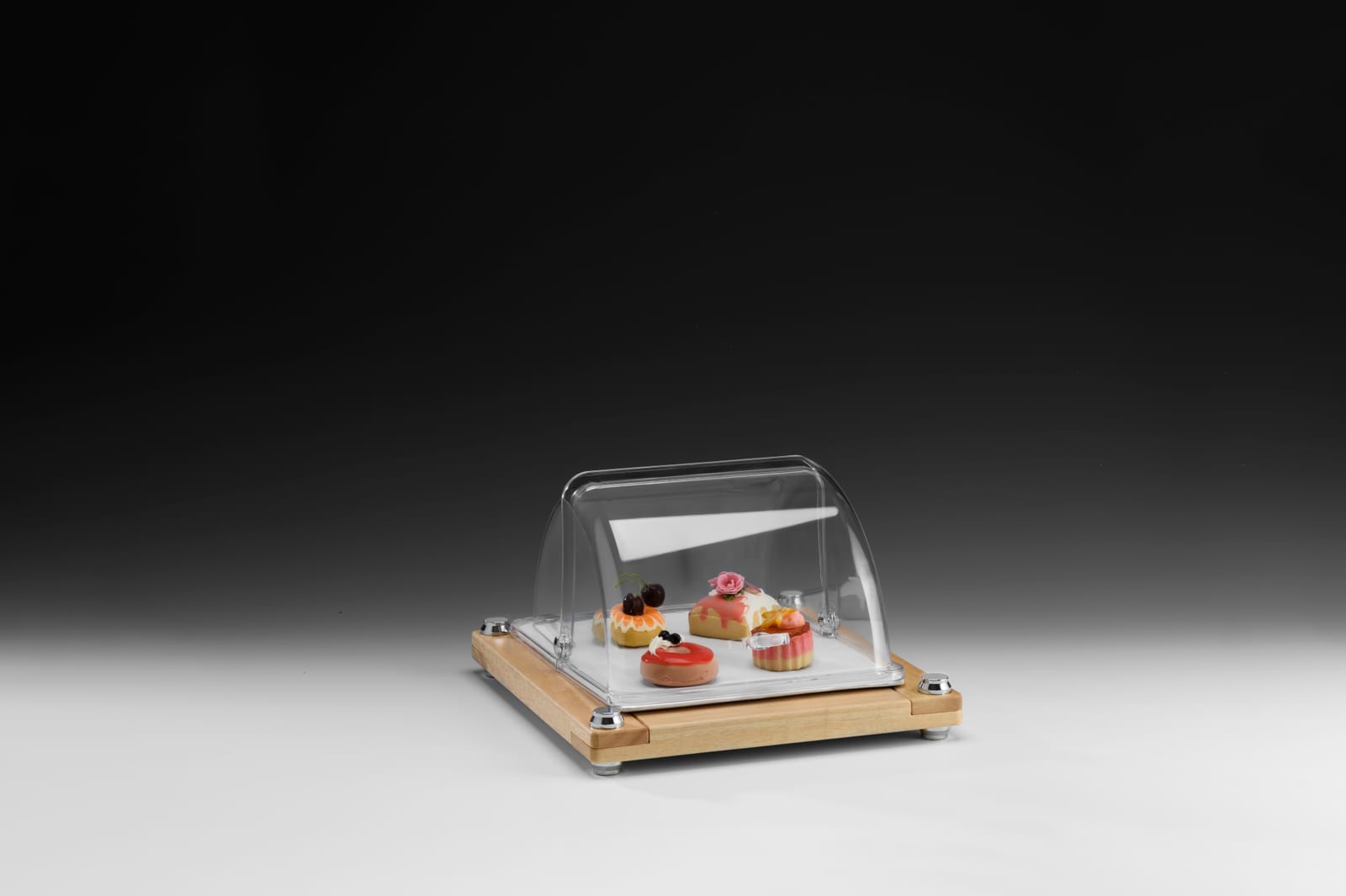 ZCP 885 — AHŞAP MELAMİN TEPSİLİ KAPAKLI STAND / GN 1/2 34 x 39 x H: 22 cm