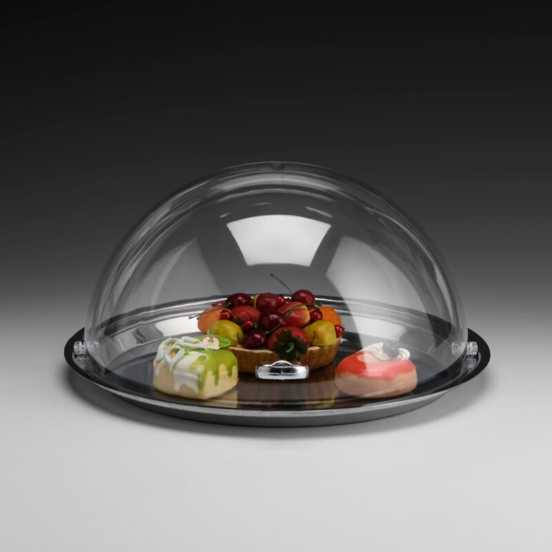 ZCP 896 — ÇELİK TEPSİLİ POLYCARBONAT ROLLTOP KAPAKLI FANUS Ø 30,5 cm