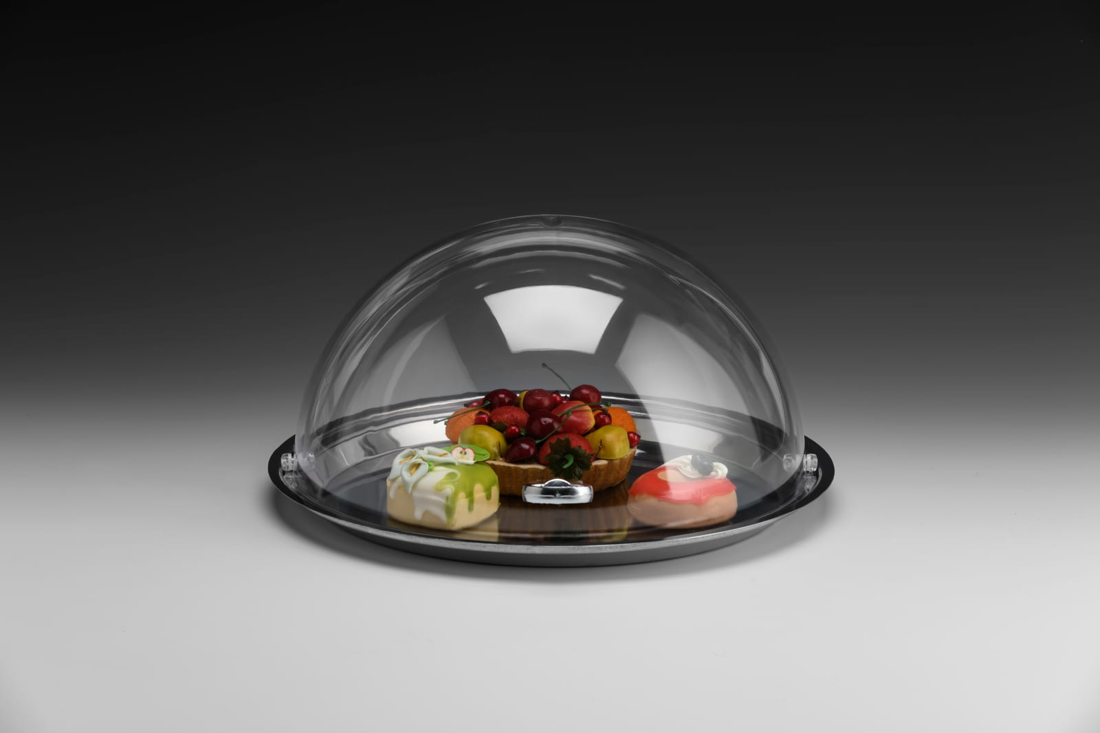ZCP 896 — ÇELİK TEPSİLİ POLYCARBONAT ROLLTOP KAPAKLI FANUS Ø 30,5 cm