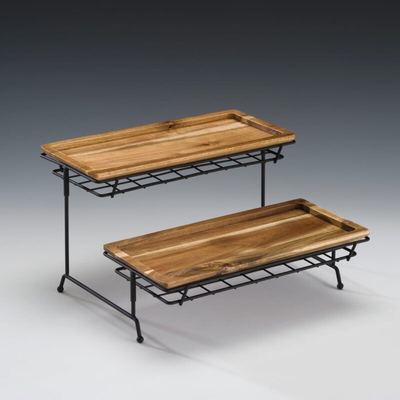 CH 0029 — METAL AYAKLI AHŞAP TEŞHİR STANDI - 30 x 30 H: 18 cm