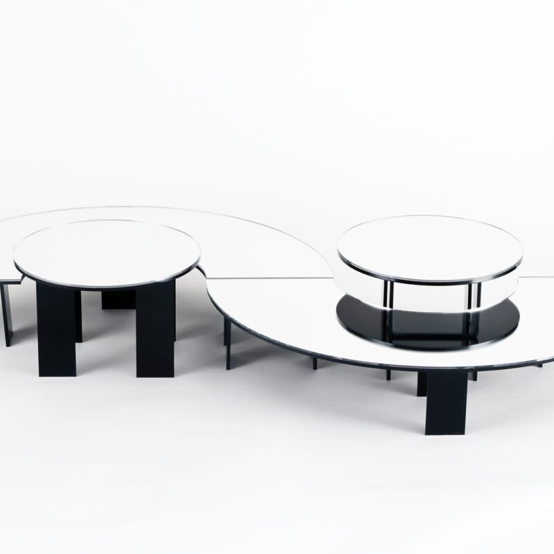 ZCP 397 — AYNALI TEŞHİR STANDU / 4 PARÇA Ø 25 x H: 15,5 cm (2 ADET) 60 x 30 x H: 10 cm (2 ADET)