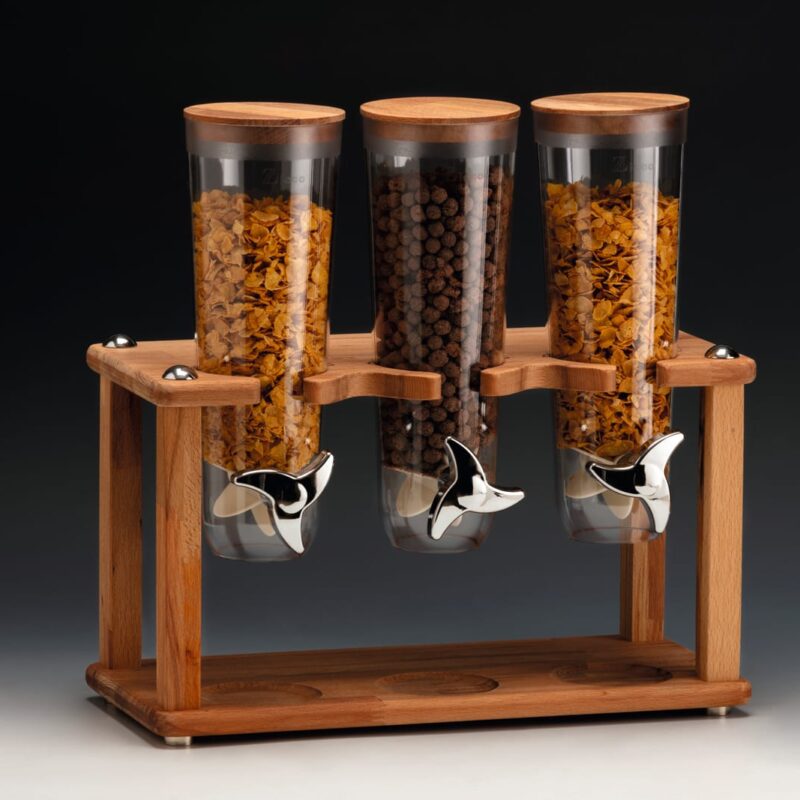 ZCP 783 — 3’LÜ AHŞAP STANDLI CORNFLEKS ALETİ 20 x 44 x H: 43 cm