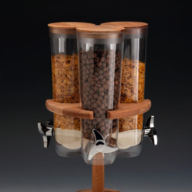ZCP 784 — 3’LÜ DÖNER AHŞAP STANDLI CORNFLEKS ALETİ 26 x 26 x H: 43 cm