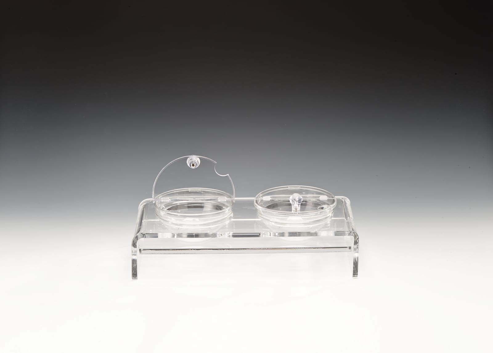 ZCP 287 — CAM KASELİ POLYCARBONAT KAPAKLI TEŞHİR STANDI 39 x 19 cm / KASE (BOWL) Ø 14 cm