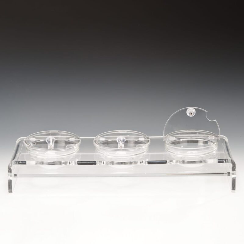 ZCP 288 — CAM KASELİ POLYCARBONAT KAPAKLI TEŞHİR STANDI 57 x 19 cm / KASE (BOWL) Ø 14 cm
